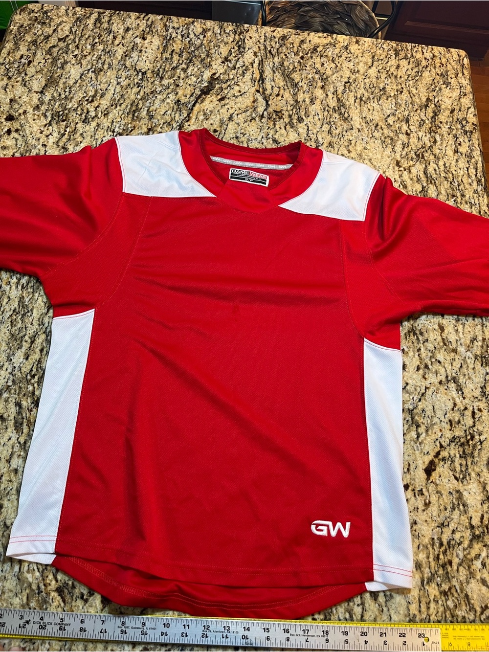 Men’s Red & White Athletic Shirt by Gamewear